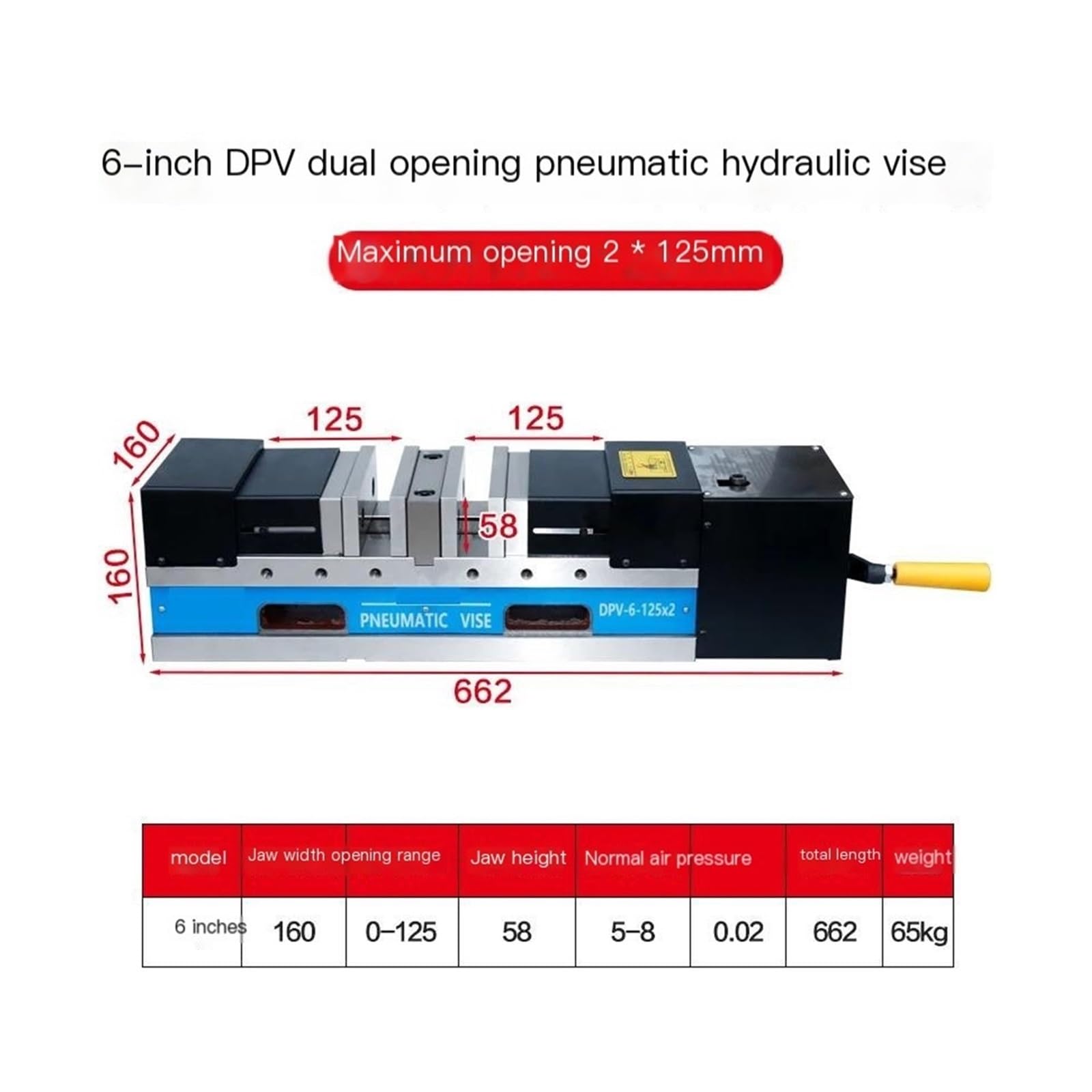 1 szt. Imadło pneumatyczne hydrauliczne szczypce płaskie hydrauliczne DPV - narzędzie do zaciskania o dużej wytrzymałości, kątowe, z podwójnym otwarciem(Double opening 6in)