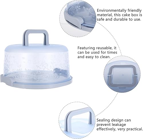 Miniatura 4 de Hemoton Contenedor redondo de almacenamiento para tartas con tapa y asa, soporte para recipientes para tartas de 8 pulgadas, cubierta de plástico