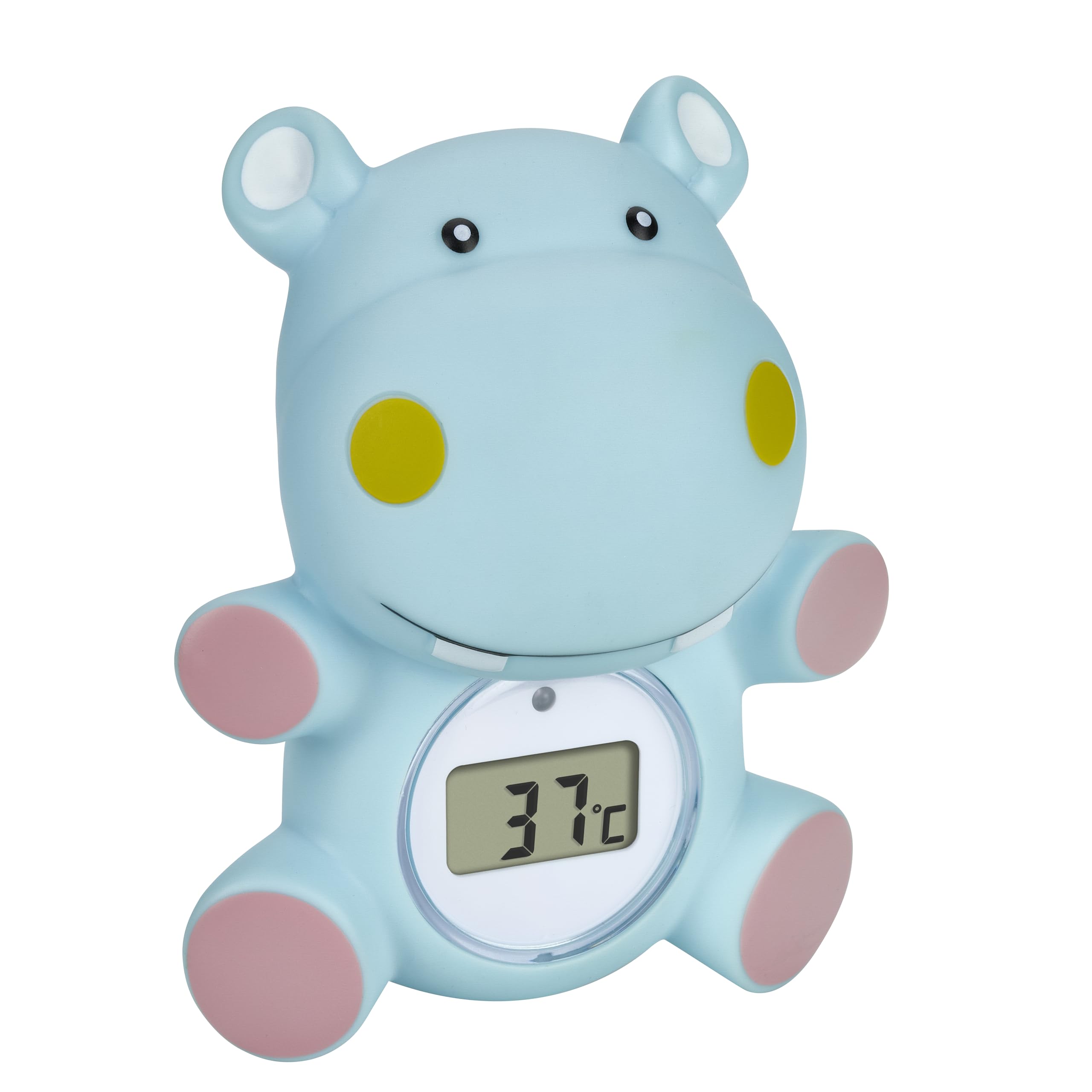 TFA Dostmann Thermomètre de bain numérique pour bébés, 30.2034.14, HIPPO, pour enfants/seniors, contrôle de la température de l'eau, pour piscines/spas, en forme d'hippopotame, mignon, bleu