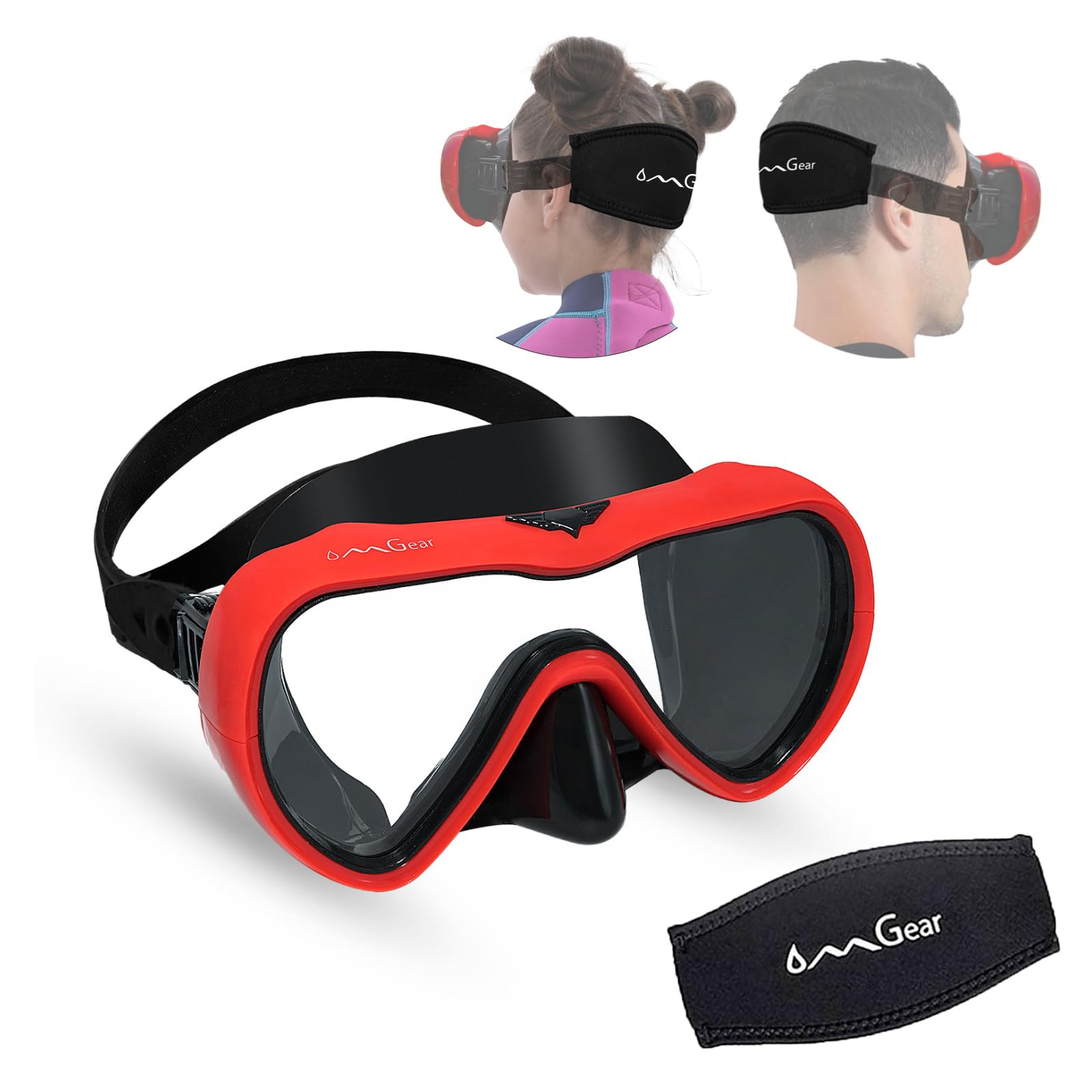 OMGear Diving Mask Snorkeling Gear Kids Adult Snorkel Mask Dive Goggles Silicone Swim Glasses with Nose Cover for Scuba Free Diving Spearfishing