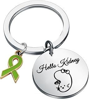 SEIRAA Kidney Disease Awareness Keychain Kidney Transplant Gift Chronic Kidney Disease Green Ribbon Support Keychain