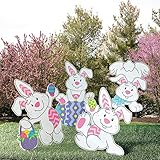 OUTDOOR EASTER EGG BUNNIES YARD SIGNS (4 PC)