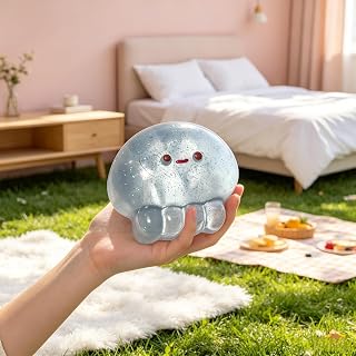 1 PCS Cute Glitter Jellyfish Squeeze Decor, Transparent Soft Squeeze Ornament, Desktop Novelty Decorative Accessory