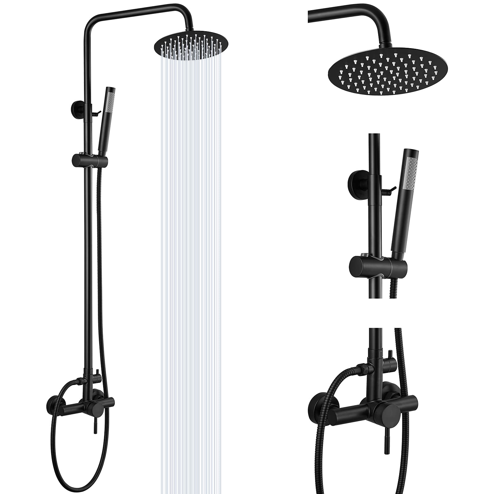 Outdoor SUS304 Stainless Steel Shower System Fixture Combo Set Dual