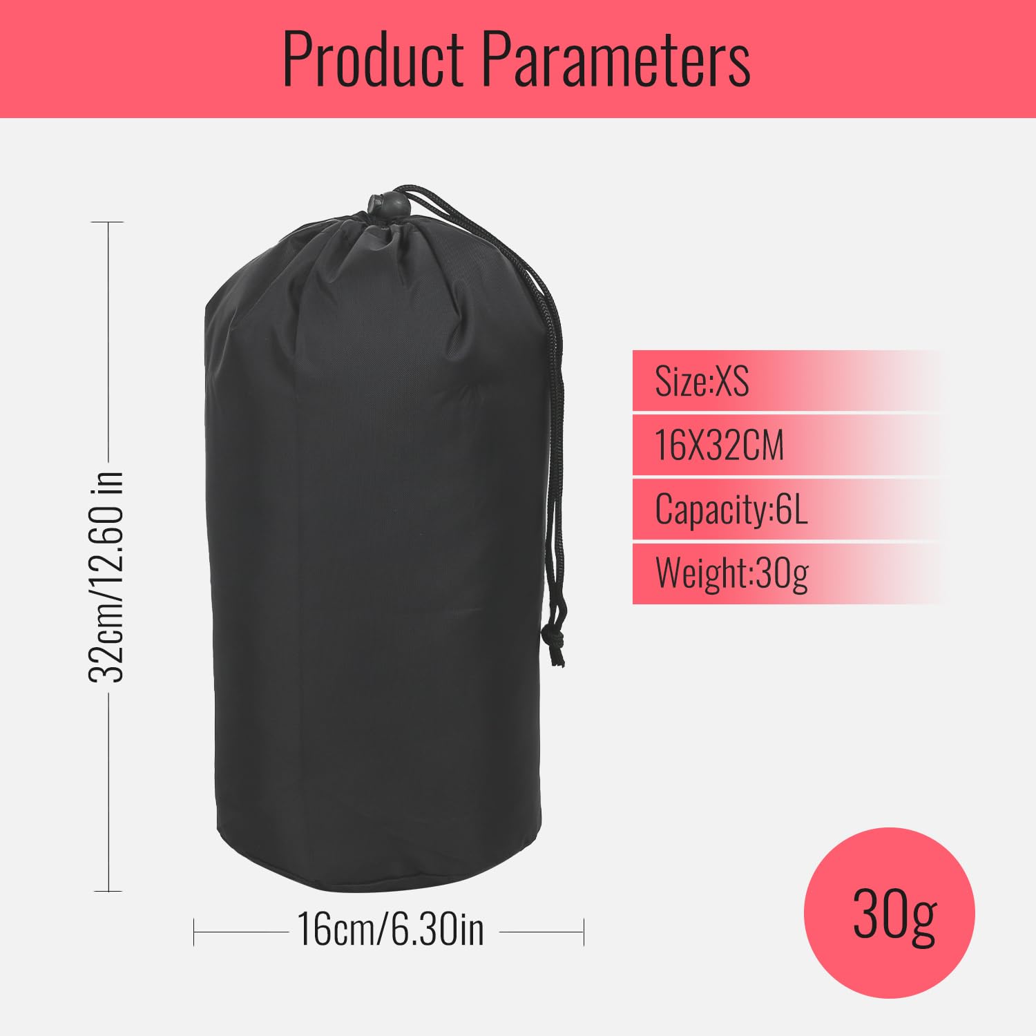 Kompressionssack, 6L 210D-Nylon Kompressions-Packsack für Schlafsack, Camping, Outdoor, Wandern, Rucksackreisen, Reisen (Schwarz)
