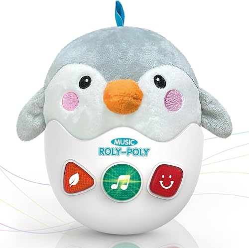 Juguetes para bebés de 0-3-6-12 meses, regalos de ducha de pingüino, juguetes musicales de pingüino de peluche, lindos juguetes de peluche para