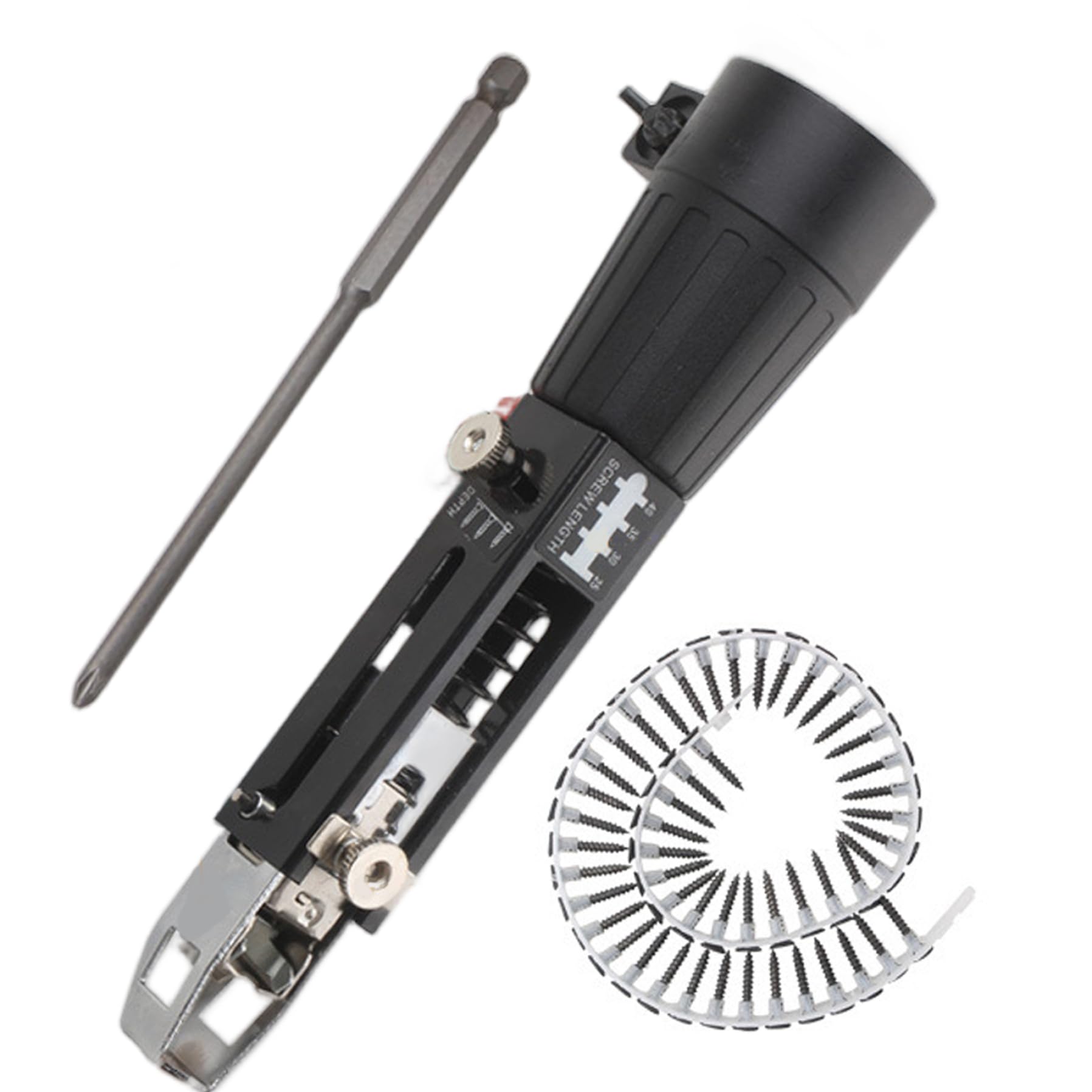 Pistola de tornillos en tiras, accesorio de pistola de tornillos para paneles de yeso, taladro eléctrico en tiras automático, equipo de apriete de clavos, herramienta de carpintería para entusiastas
