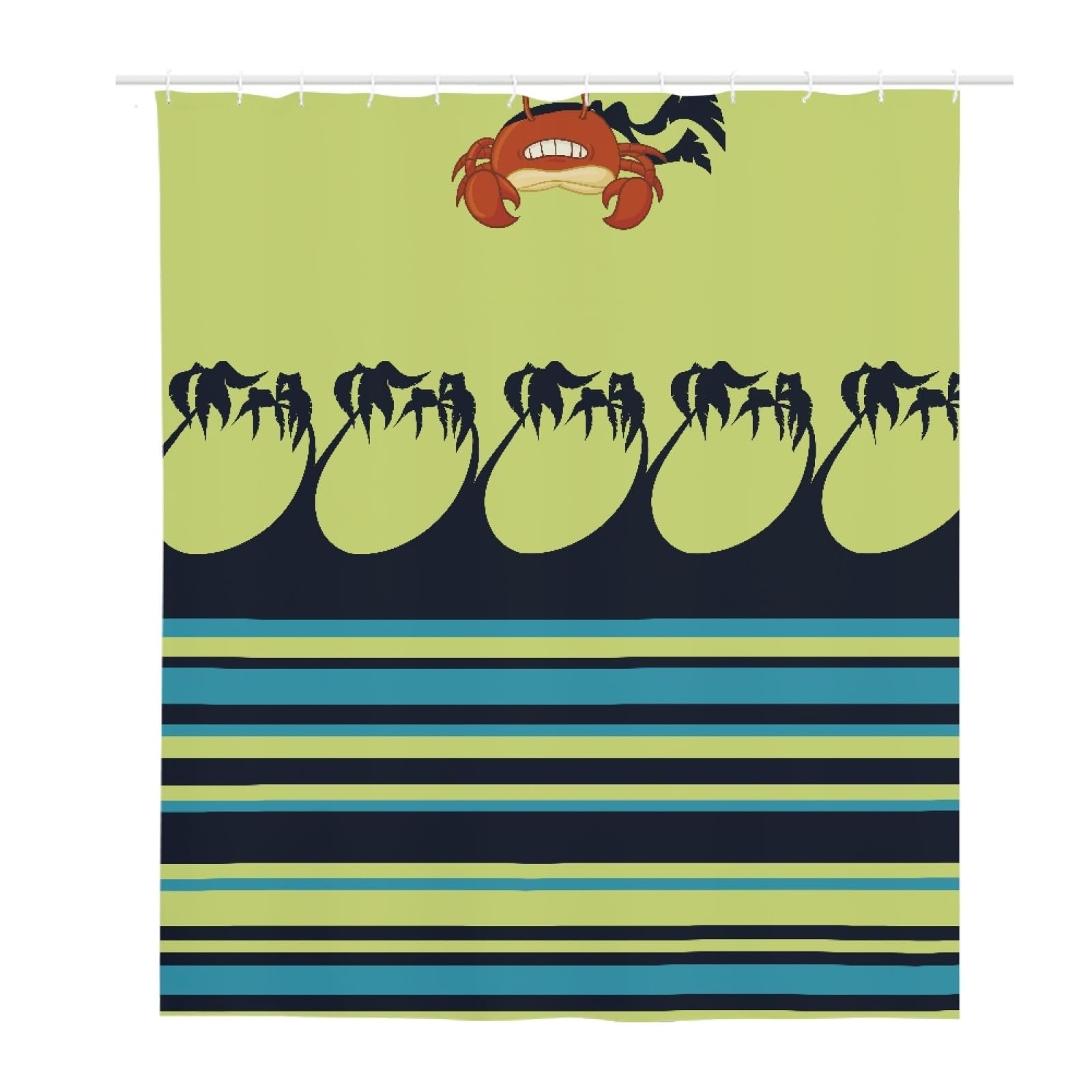 Rideau de douche crabe rouge vert pour une ambiance marine en famille