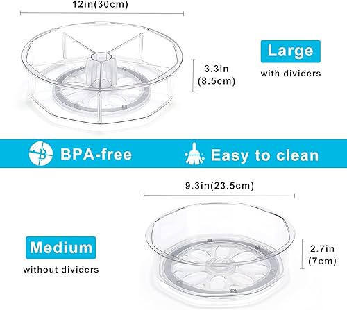 Miniatura 7 de Puricon Juego de 25 organizadores transparentes para cajones de escritorio, paquete de 2 organizadores Lazy Susan