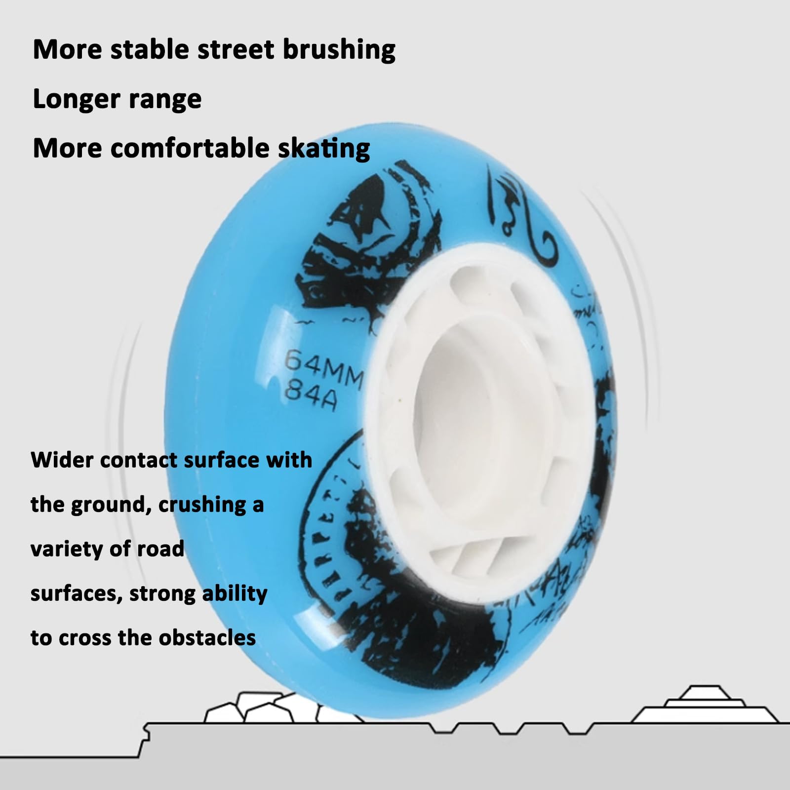 Rotelle per pattini in linea Ruote per pattini in linea 64mm68mm70mm72mm76mm80mm (confezione da 4), ruote per pattini a rotelle 84A 88A, per sostituzione ruote per pattini a rotelle, ruote da allenam