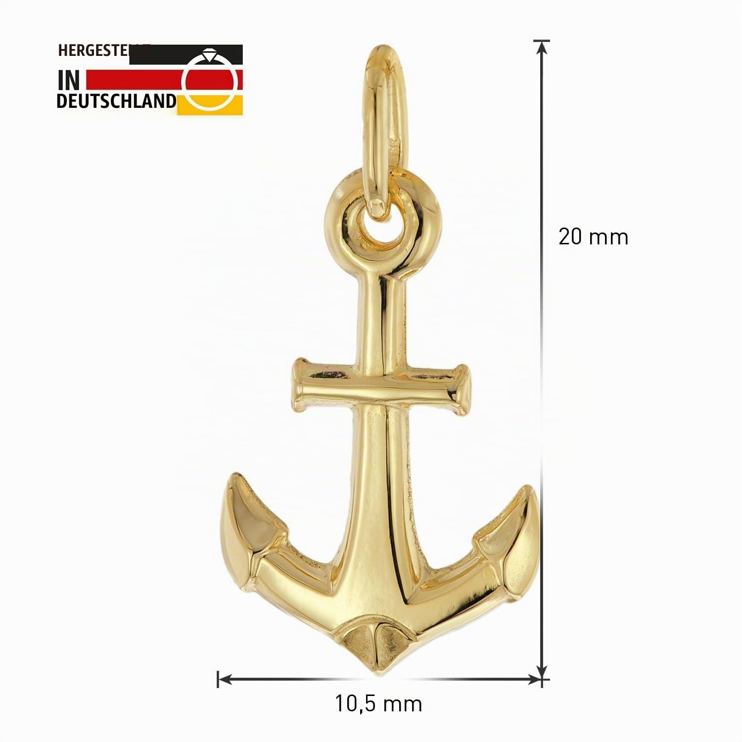 trendor Anker-Anhänger Gold 333/8K mit Vergoldeter Silberkette 28958 | zeitloses Schmuckstück für Damen, zauberhafte Geschenkidee