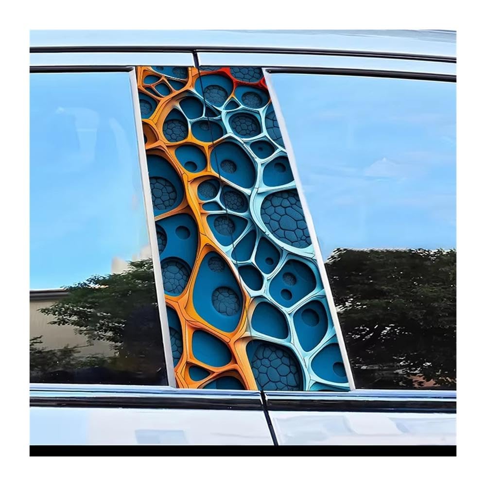 Bertdcx One Color Car Center Pillar Stickers Honeycomb Texture B-Pillar Scratch Protection Auto Parts