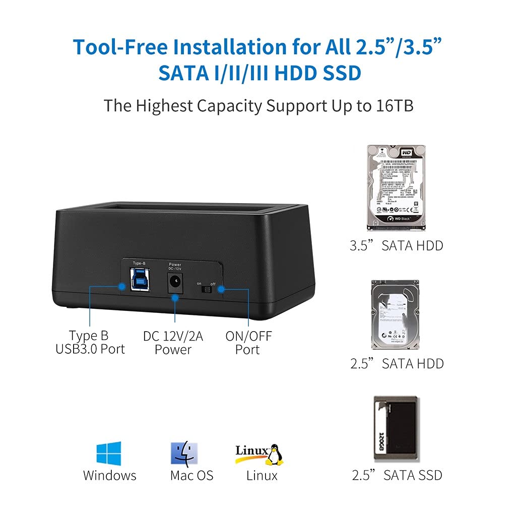USB 3.0 na SATA zewnętrzny dysk twardy stacja dokująca adapter do 2,5 i 3,5-calowego HDD SSD SATA prędkość do 5 GB