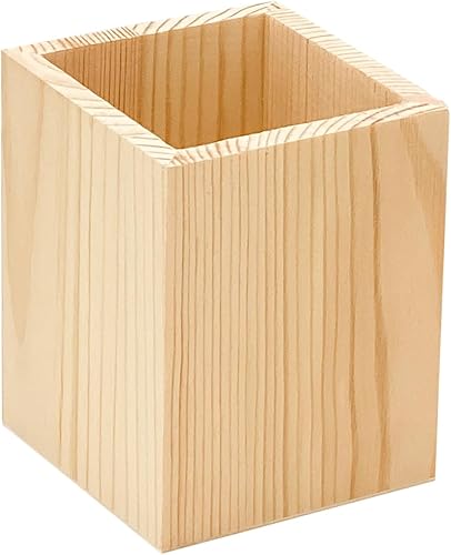 Miniatura 2 de Paquete de 12 portalápices de madera sin terminar para manualidades caseras (3 x 3 x 4 pulgadas)