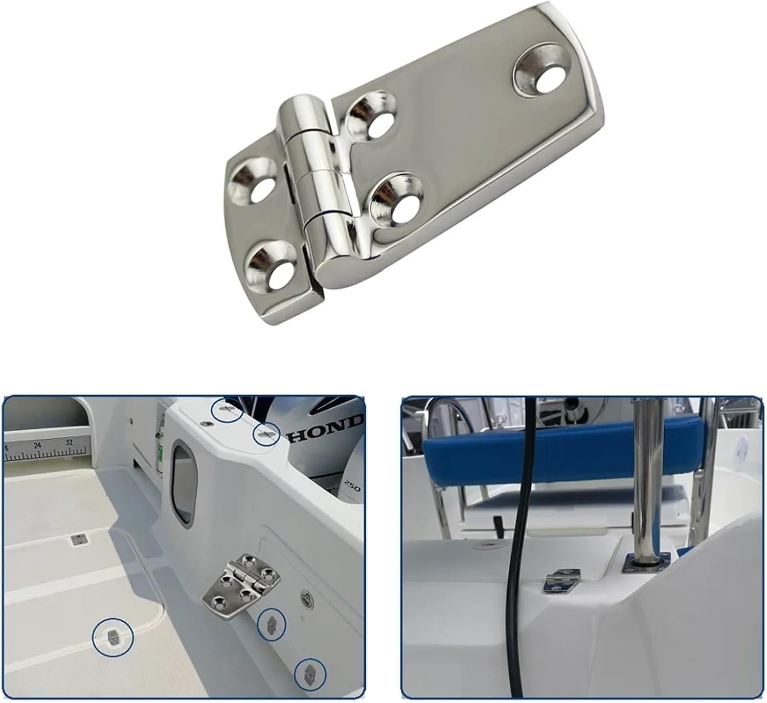 Marine Hinges 4PCS 316 Stainless Steel Boat Short Side Hinge with 5 Holes 57mm 70mm Heavy Duty Marine Short Side Hinges for Boats, Cabinet(38X57)