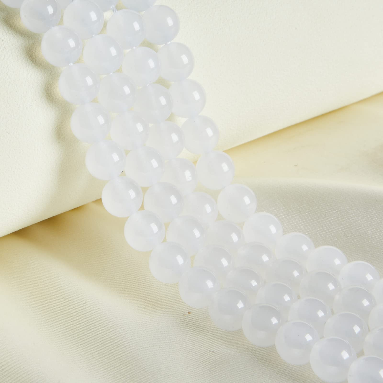 60pcs 6mm Natural White Jade Beads Gemstone Beads Round Loose Beads for Jewelry Making