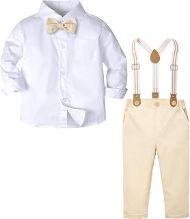 Toddler Suit Boys Baby Wedding Dress Clothes Kids Formal Outfit Set with Suspender