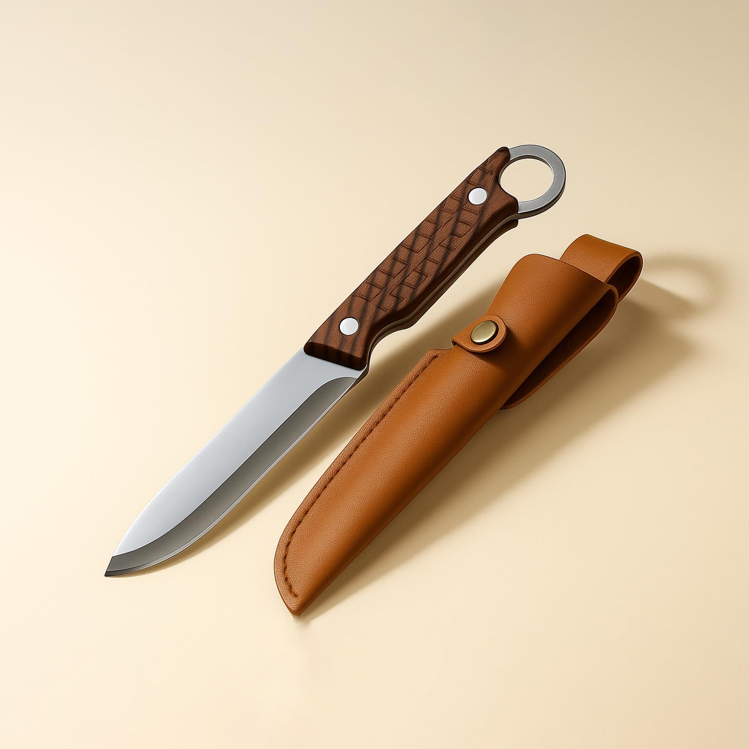 Machado Hand-Sharpened Japanese Knife with ABS Plastic Handle & Leather Sheath | 10.2 Inch Stainless Steel Sharp Blade for Meat, Fruit & Vegetables | Durable Full Tang For Kitchen & Restaurant Use