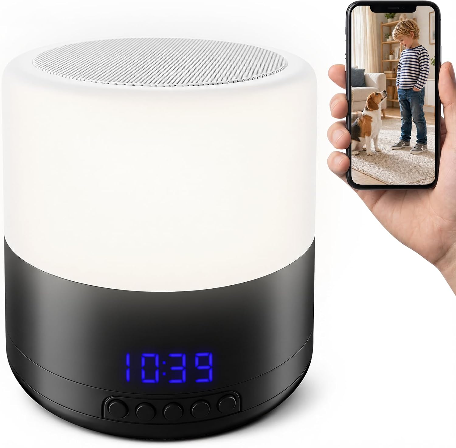 1080P WiFi Indoor Security Camera, Home Surveillance Camera Built-in Bluetooth Speaker and Night Light, 240° Wide View Rotatable Lens, Motion Detection for Home Office Baby Pet Monitoring