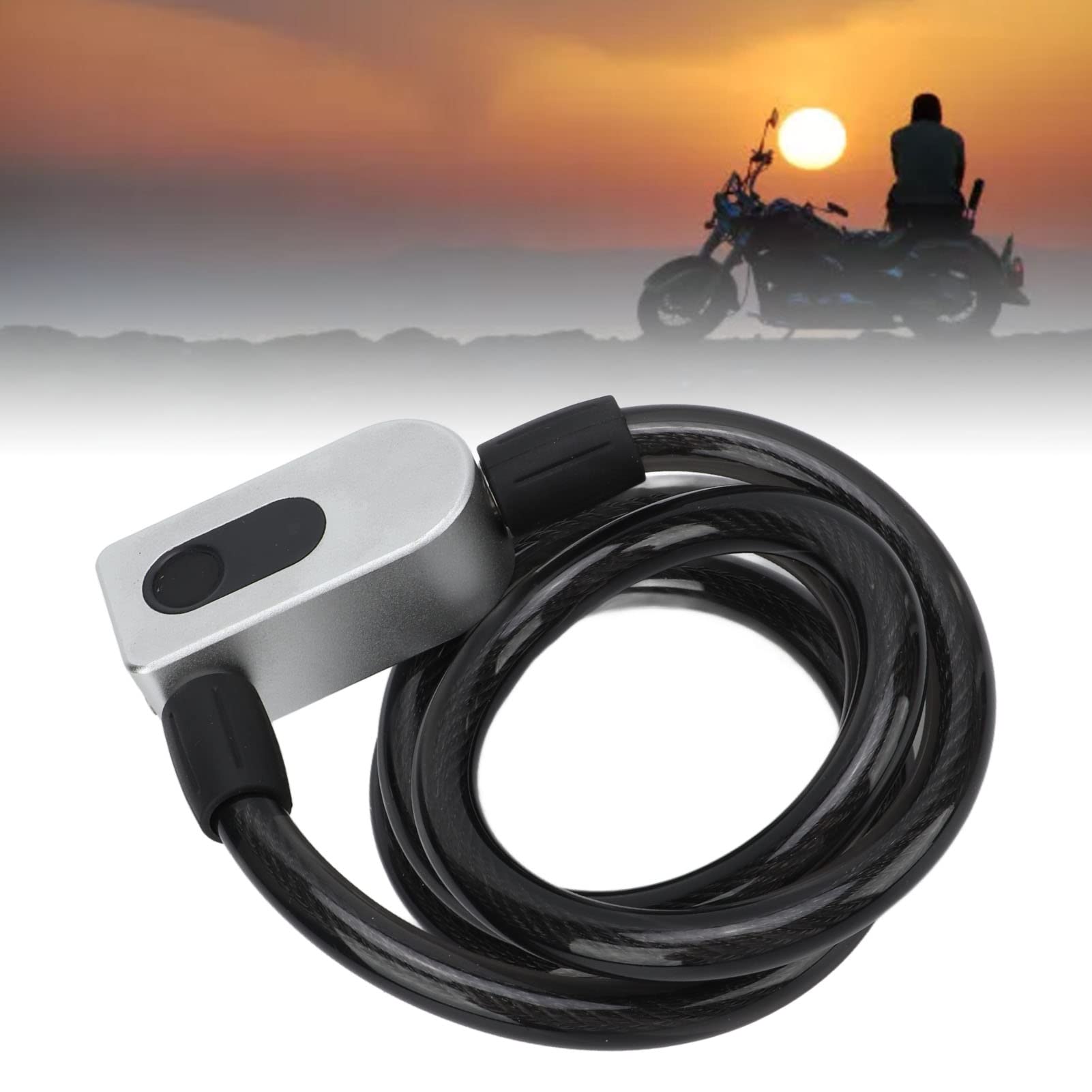 Cryfokt Candado de Cable Inteligente con Huella Digital Bluetooth, Antirrobo, sin Llave, para Bicicleta de Montaña, Carretera, Motocicleta, Excelente Durabilidad, 1 M de Longitud, Aluminio, Blanco