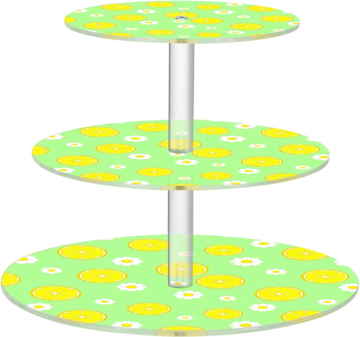 Lemon Flowers Floral 3 Tier Acrylic Cupcake Stand, Cupcake Stand for 34 Cupcakes for Weddings, Christmas,Holidays,Parties,Birthday,Printed Cupcake Tower 23300122