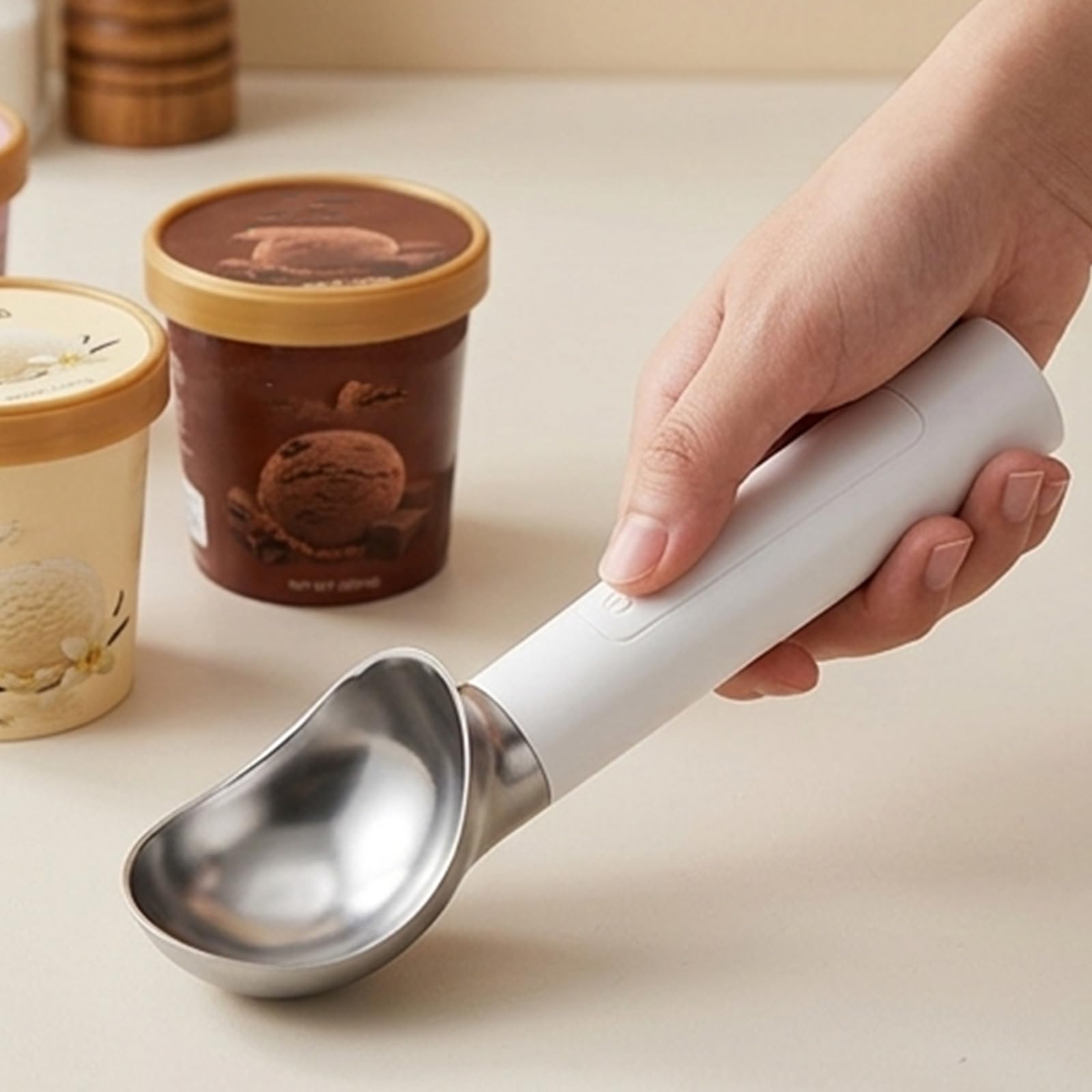 Cuillères à Glace chauffantes sans Fil, avec Fonctionnement alimenté par Batterie et poignée antidérapante Confortable, cuillère de Service à Dessert, cuillères à Glace ergonomiques
