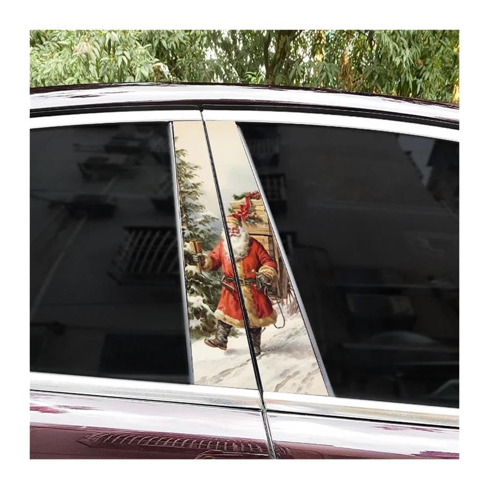 Decorative Items 2pcs Santa Claus Car Center Column Sticker DIY Car B-Pillar Decorative Stickers(E)