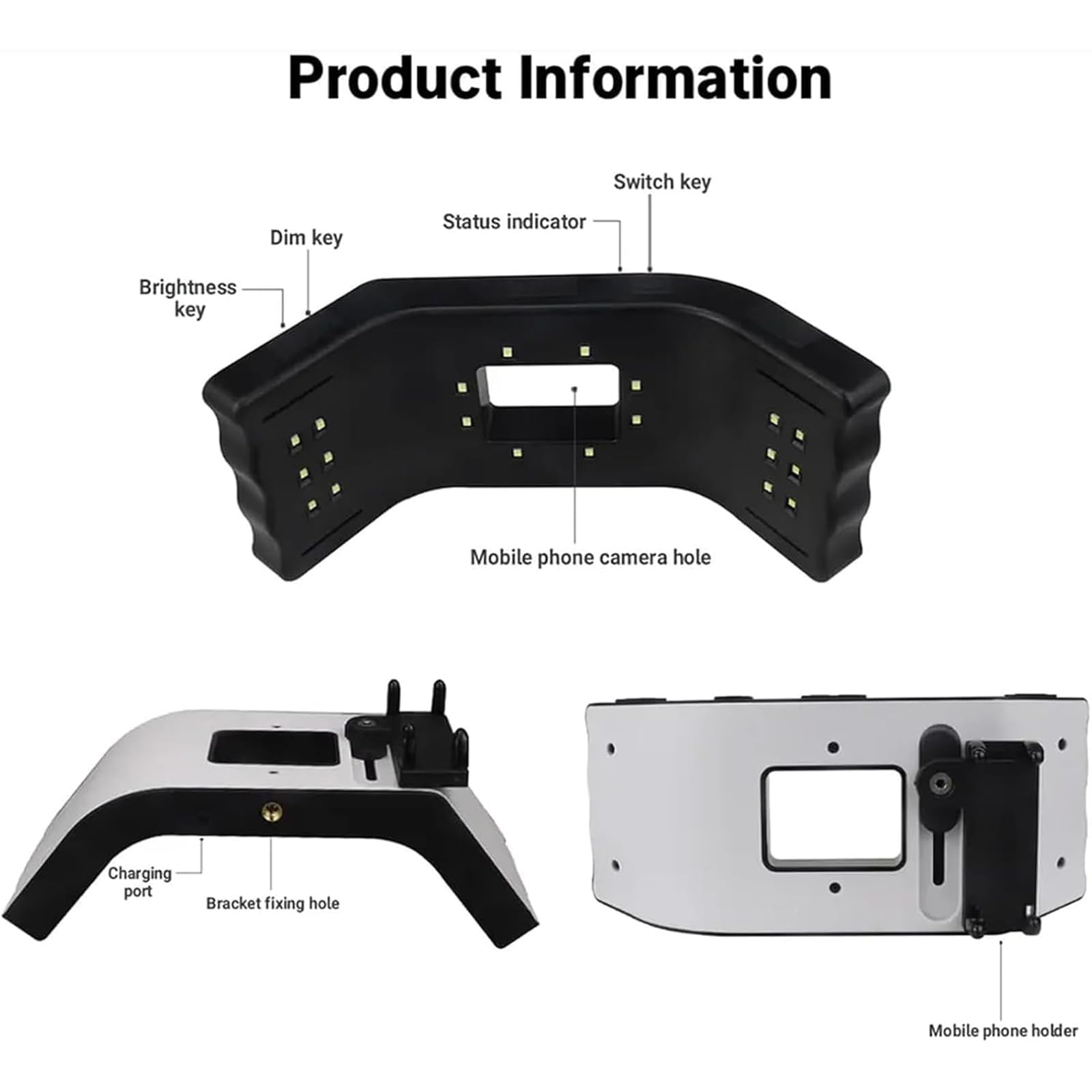 Lámpara De Relleno Dental para Teléfono Móvil, LED De 6000-6500 K, con Soporte, 3 Grupos De Luces con Ajuste Independiente, para Clínicas Y Salones De Belleza En Casa.