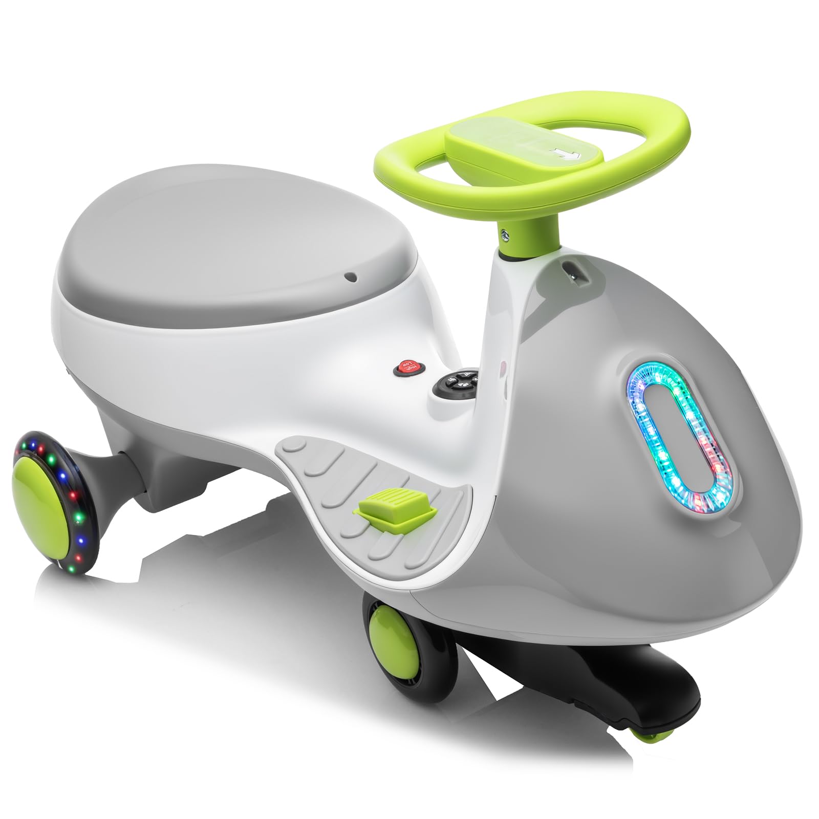 LALAHO 12V Electric Wiggle Car for Kids, 2-in-1 Ride on Toy, Grey & White