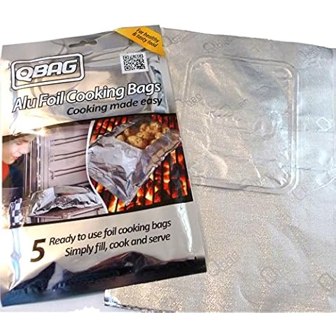 QBAG (TM) 5 Alu Foil Cooking Bags 210mm x 300mm Cover