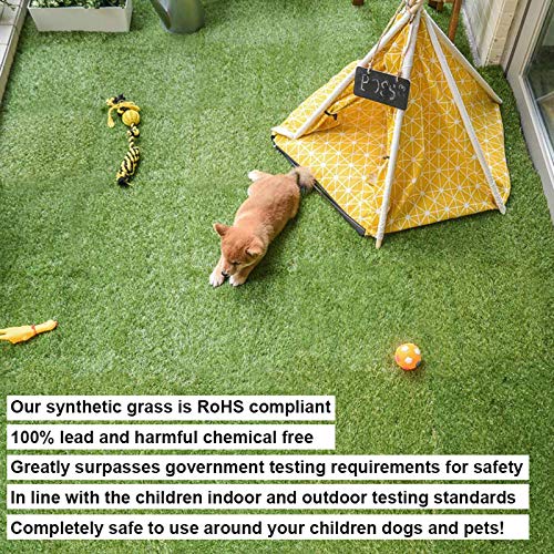 Tonahutu Artificial Grass Turf Tile, 9 Piece 1'X1' Interlocking Fake Grass Mat Deck Tile Synthetic Grass Turf Green Lawn Carpet For Outdoor Garden Balcony Patio Decor (1.57In Height) #TOP6
