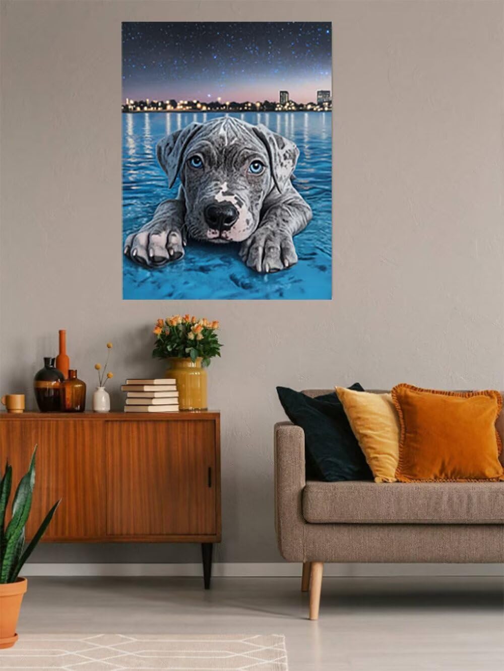 5D Diamond Painting Adulti Seao Rotondo Diamond Painting 100x135cm a-2989 | Perro Diamond Painting Kit Completo, Dimensioni Diamantini Crystal Art, Hobby Creativi Adulti Decorazioni da Parete e Casa