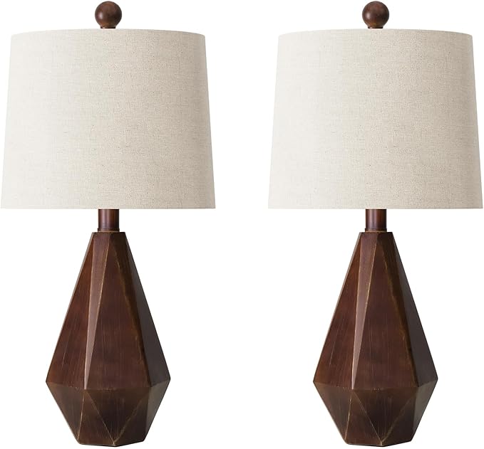 PoKat PoKat 20.25" Farmhouse Table Lamps Set of 2 for Night Stands, Vintage Bedside Lamps for Bedroom Living Room, Modern Bedroom Lamps for End Table, Suitable for Small Place, Antique Brown photo 5