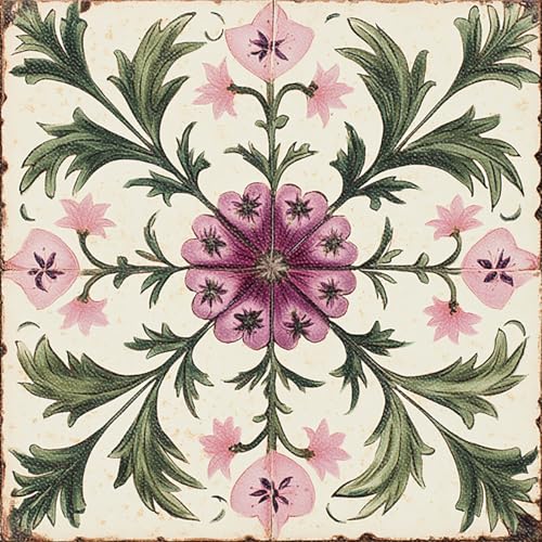 IVN 10PCS 12x12 Inch Vintage Peony Vine Pattern Peel and