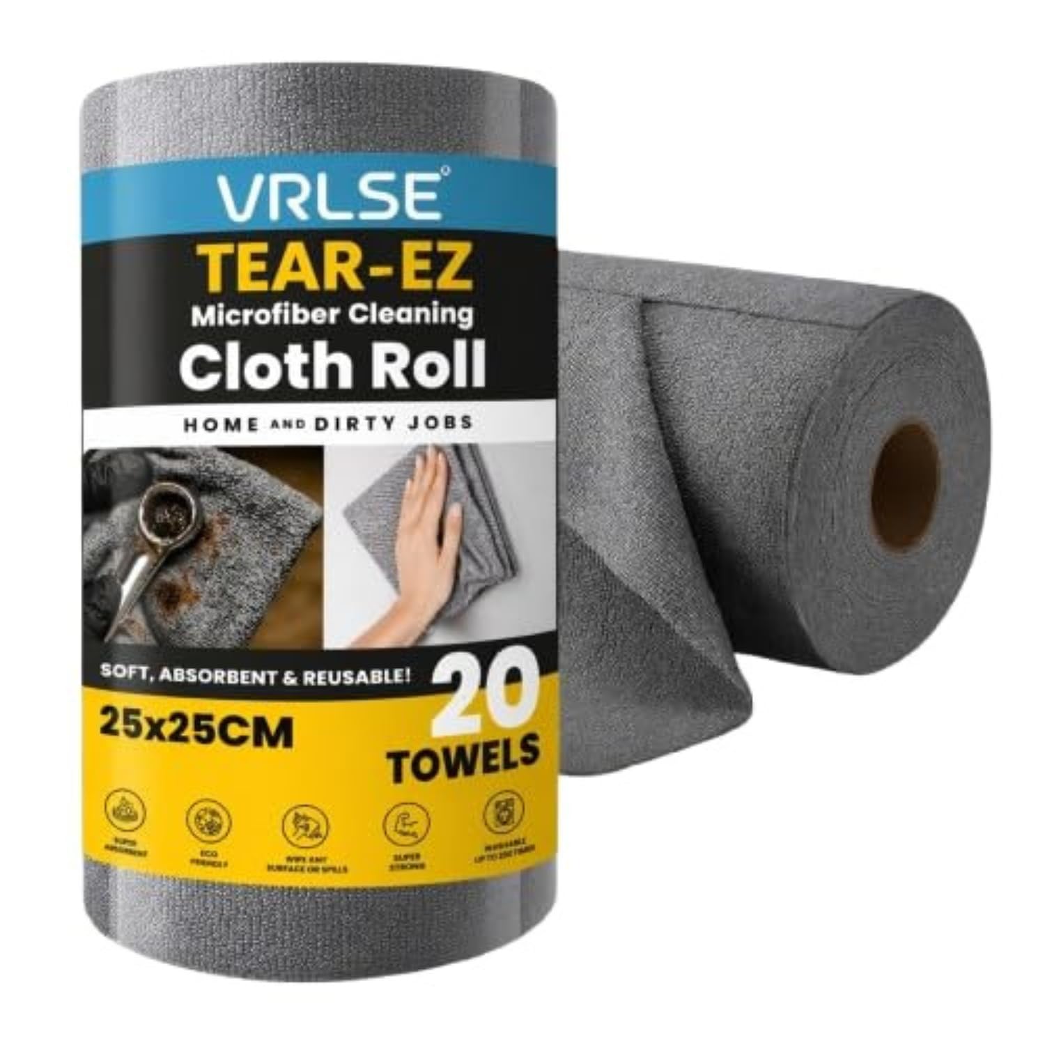Tear-EZ Microfiber Cloth Roll – 50 pcs Reusable Cleaning Towels, Pink Durable & Washable Cheaper Than Paper Kitchen Lint Free Home, Car & Auto - Tear able, Reusable (Grey, 50 PULLS)-image-40