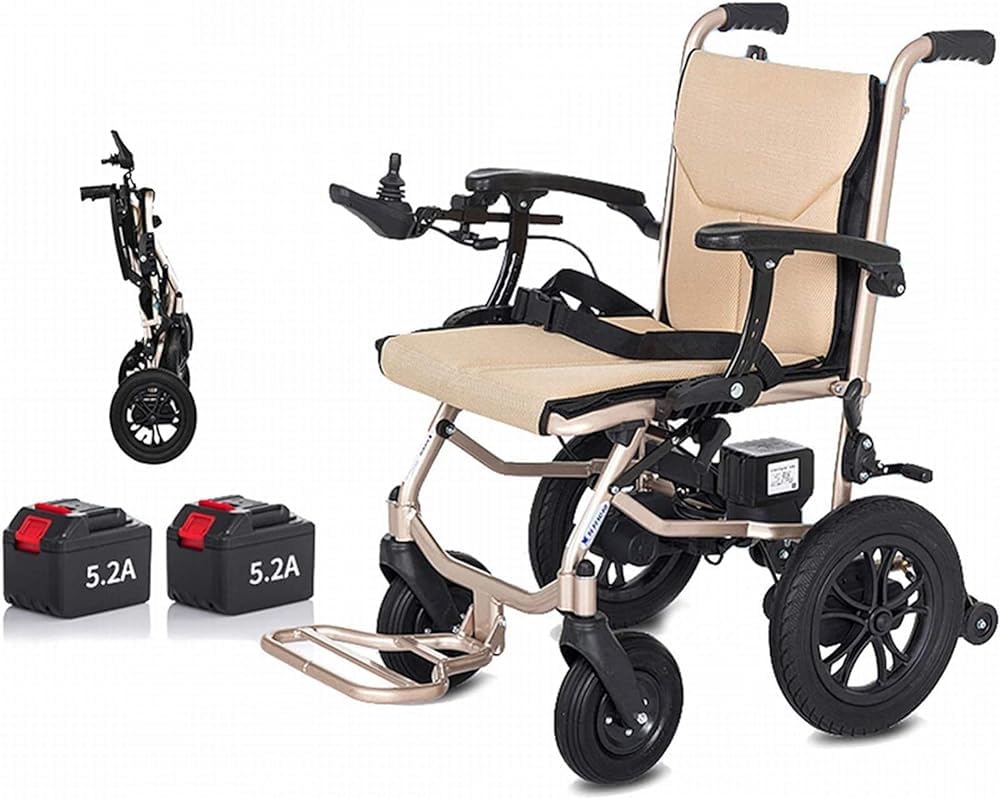 Silla de ruedas eléctrica plegable ligera para adultos, doble función de alimentación y funcionamiento manual, resistente con control de joystick, ideal para usuarios discapacitados