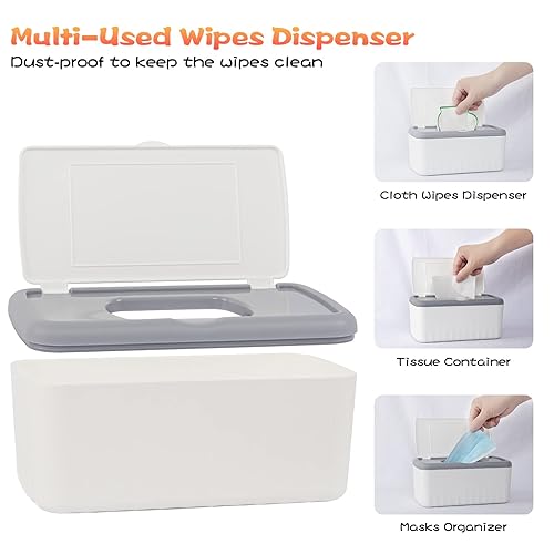 Miniatura 5 de Paquete de 54 toallitas de franela para bebé con dispensador, toallitas reutilizables naturales agradables a la piel, paño de mano esencial para