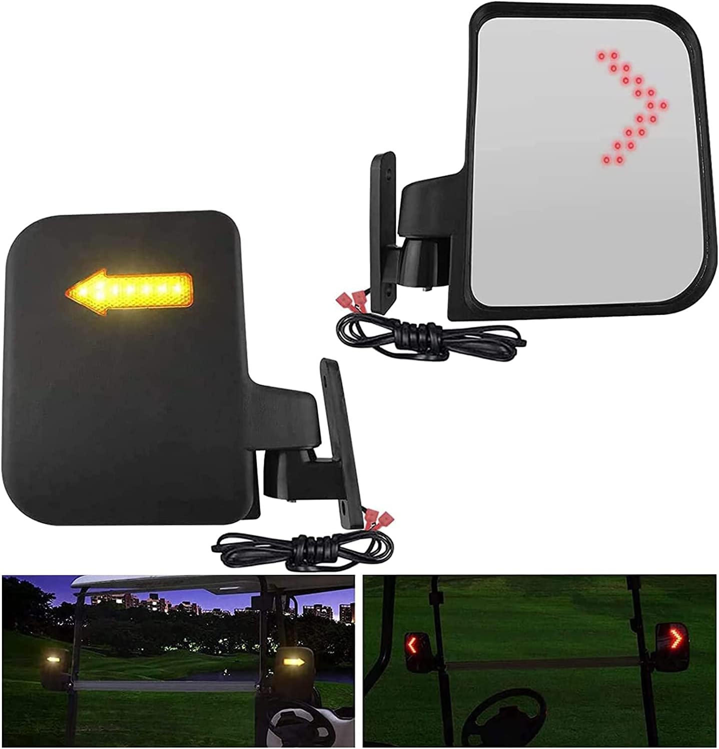 Buy Golf Cart Side Mirrors with LED Turn Signal Light Golf Cart Rear