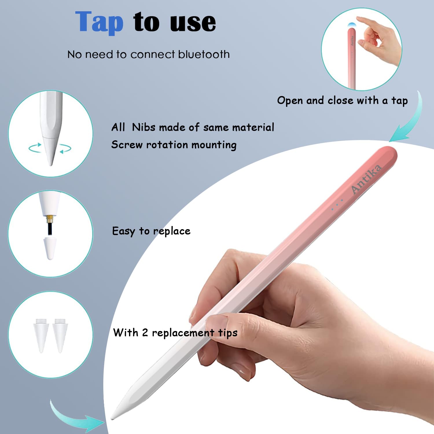 Penna per Tablet Compatibilità Universale R3 Capacitive Stylus Pen Magnetic Compatibile con Android iOS Apple iPad/Pro/Air/Mini/Huawei/Samsung/Lenovo/Xiaomi Smartphone Tablet (R3Pinkwhite.)