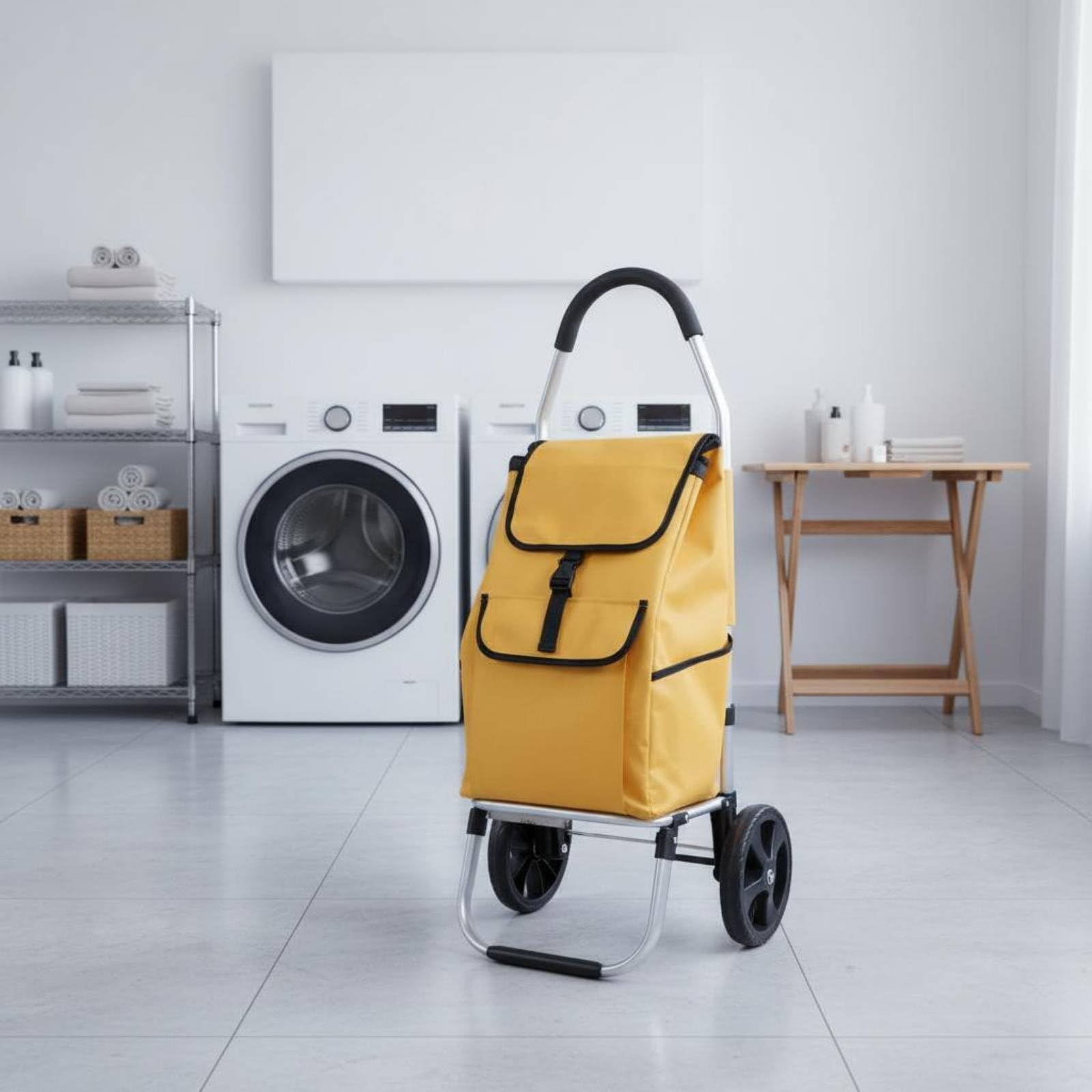 Faltbarer Einkaufswagen Einkaufstrolley Einkaufskorb Transportwagen Handwagen mit Leichtem Aluminiumrahmen Und Großen Rädern Klappbar für Supermarkt, Color to 1