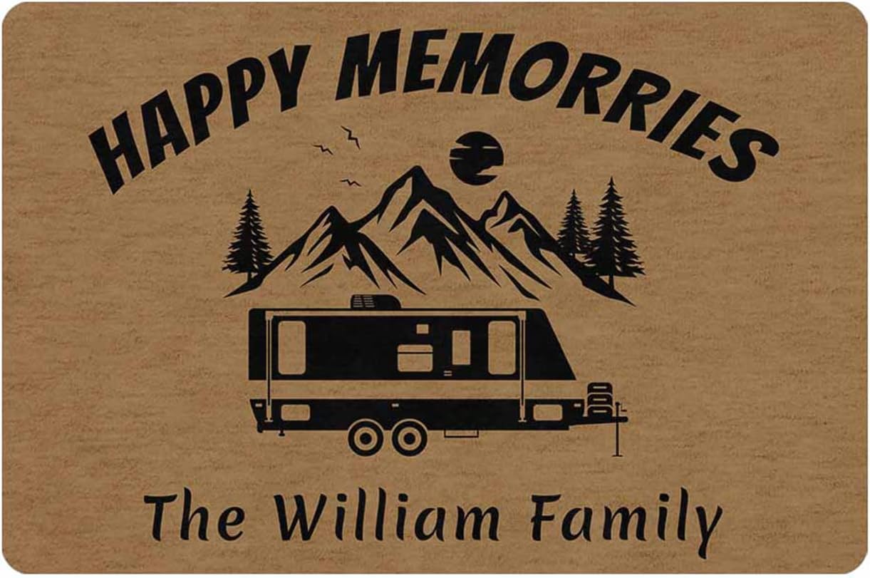 Personalized Camper Rugs ,Customized Campstie Camper Door Rugs with Names,Custom Camping Signs for Campers,Camping Rv Doormat Decorations,Camper Accessories for Inside Outside Motorhomes,30X18 in