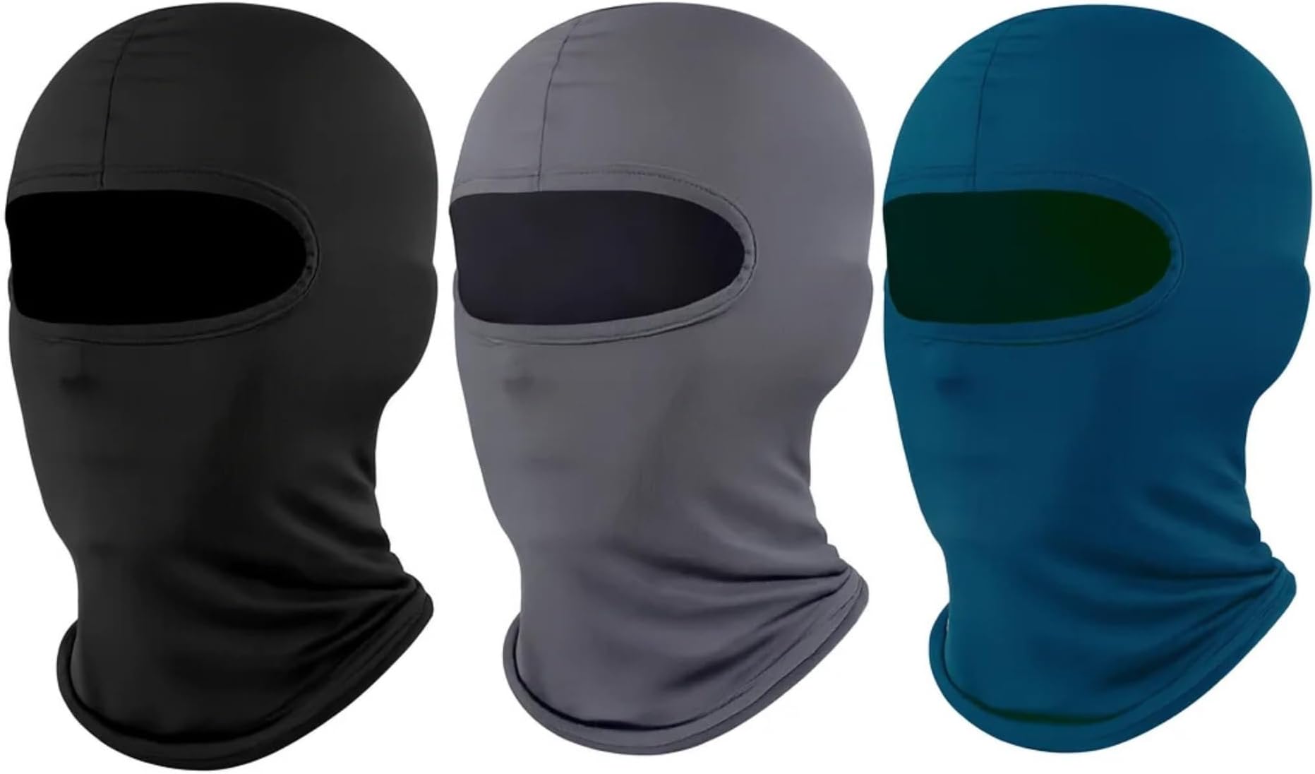 ™ 3 Pcs Summer Full Face Balaclava: Ice Silk UV Protection Mask Set - Skiing, Motorcycling, Outdoor Sports - Men & Women - Black, Grey, Navy - Thin & Windproof Head Mask for Sun Protection