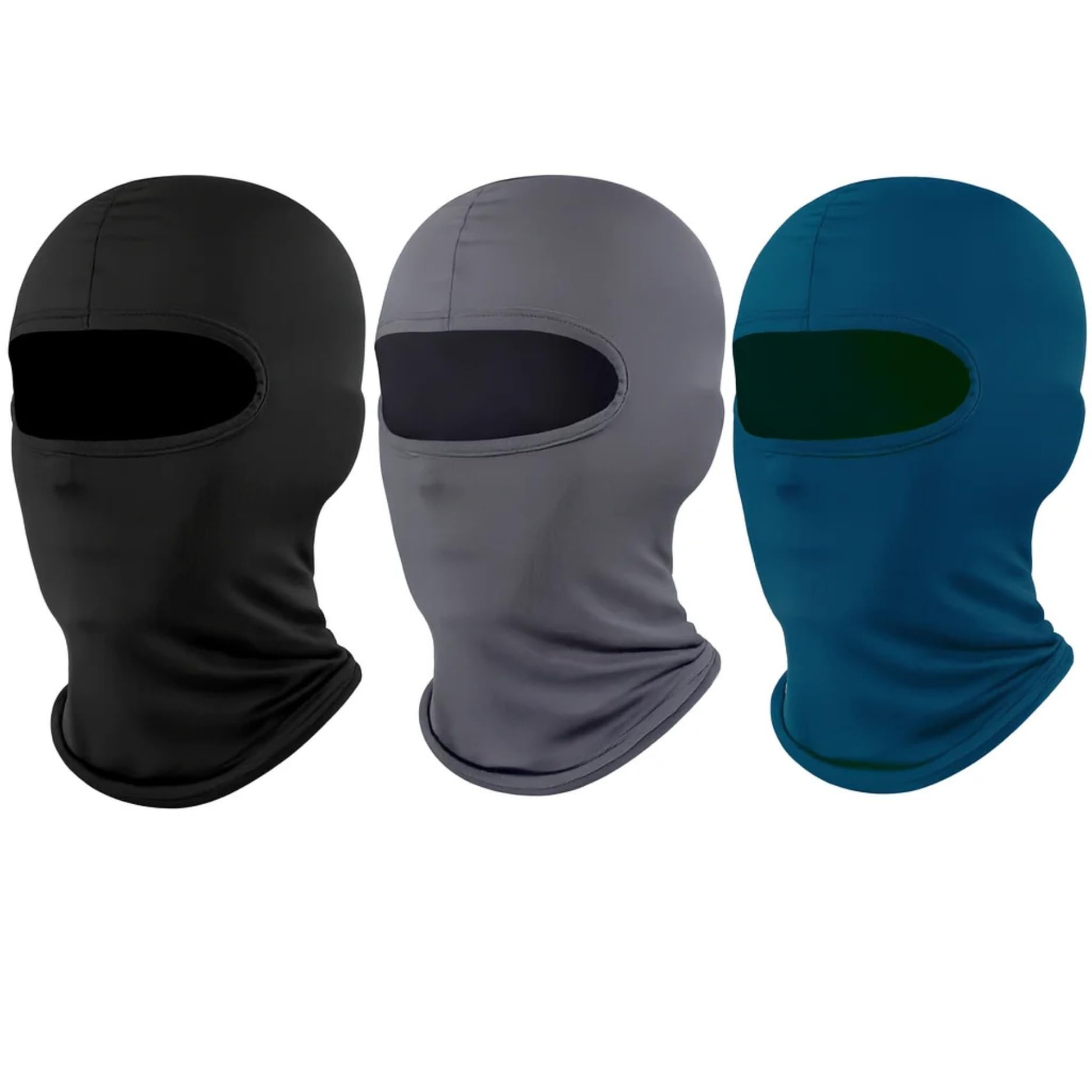 SARAOONT™ 3 Pcs Summer Full Face Balaclava: Ice Silk UV Protection Mask Set - Skiing, Motorcycling, Outdoor Sports - Men & Women - Black, Grey, Navy - Thin & Windproof Head Mask for Sun Protection