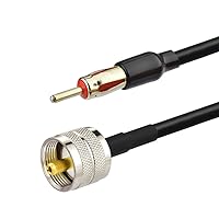 Vista 2 de Eightwood PL259 UHF macho a DIN AM/FM macho extensión de enchufe de 12 pulgadas coaxial RG58 para receptor de antena de radio