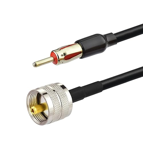 Miniatura 2 de Eightwood PL259 UHF macho a DIN AMFM macho extensión de enchufe de 12 pulgadas coaxial RG58 para receptor de antena de radio