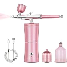 Airbrush Kit with Compressor - 48PSI Rechargeable Cordless Non-Clogging High-Pressure Air Brush Set Nail Machine, Airbrush Gun Set for Nail Art, Cake Decor, Makeup, Barber, Model Painting PINK