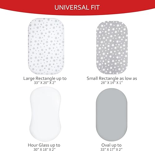 Miniatura 37 de Sábanas de cuna para niños o niñas, paquete de 4, sábana bajera para cuna de tamaño estándar y colchones de niño pequeño, sábanas suaves