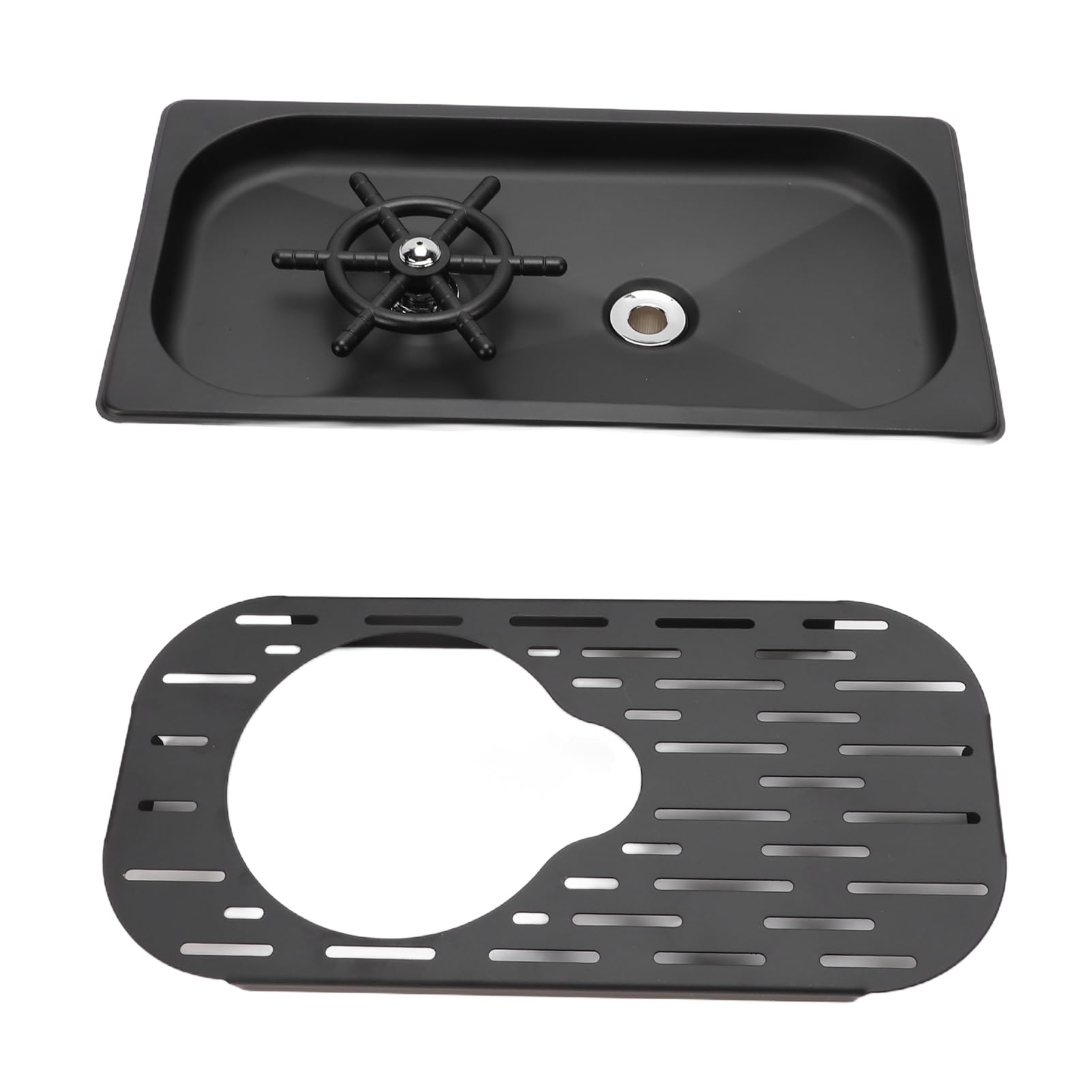 Lavavasos, Enjuagador de Vidrio de Acero Inoxidable, Potente Accesorio de Limpieza para Fregadero, Ideal para el Hogar, Cocina, Hotel, Bar y Restaurante, 12.9x6.9inch (BLACK)