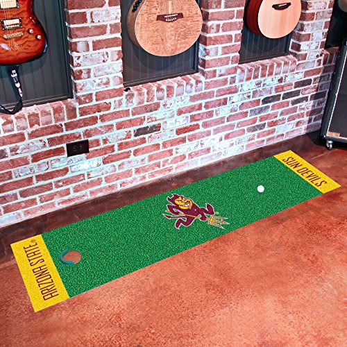 Fanmats 10329 Arizona State Sun Devils Putting Green Mat - 1.5Ft. X 6Ft. - Green, Sparky Logo #TOP1