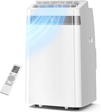 Manastin 14000BTU Portable Air Conditioner 4-in-1 700sqft Quiet for Room | Quiet 14000BTU AC cools 700sq.ft, 4-in-1 cool/fan/dry/sleep, remote, timer, LED, window kit, for bedroom/office/dorm.